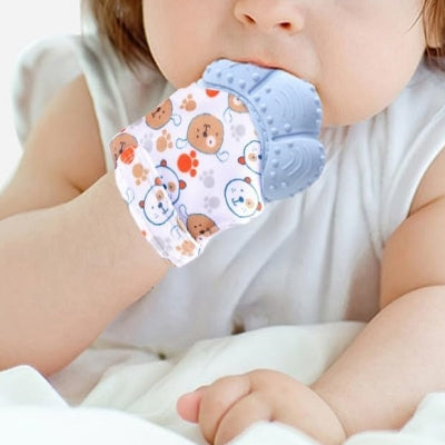 Gant de Dentition - TeethingSiliconeGloves™ - Bleu