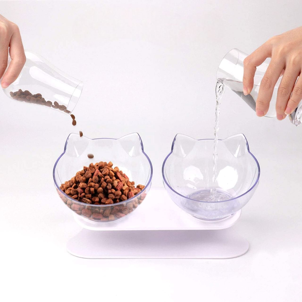 Gamelle Chat - CatDoubleBowl™ - Transparent