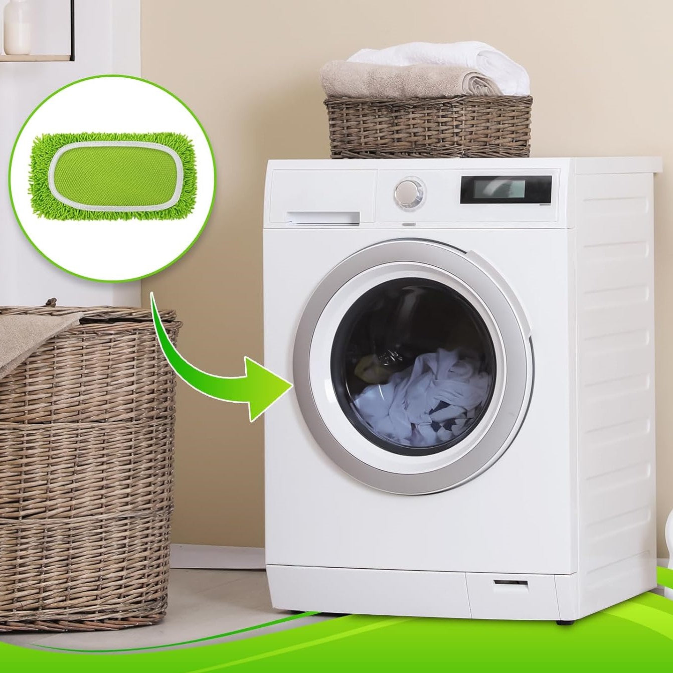 Serpillère Microfibre - MopFlex™ - Vert Anis Chenille