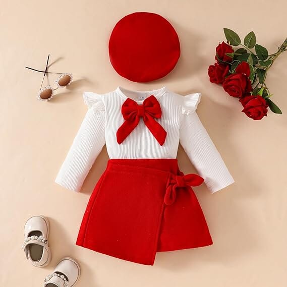 Ensemble Fille - FestiveCharm™ - Rouge Vif