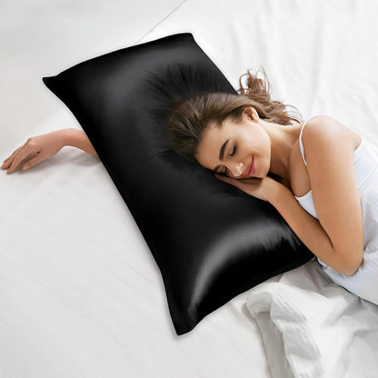 Taie d'Oreiller en Satin - SatinDreamPillow™ - Noir
