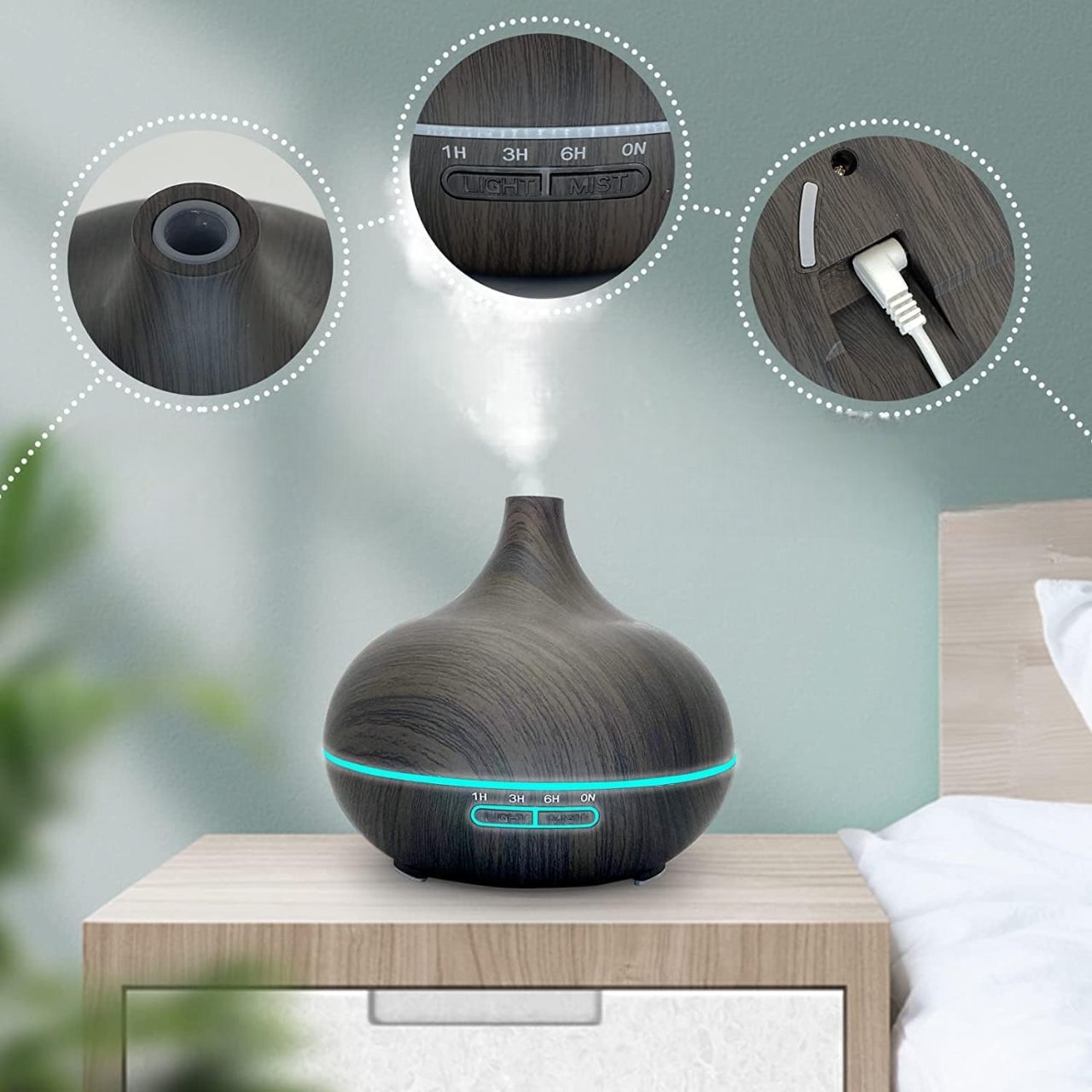 Diffuseur d'Huiles Essentielles - AromatherapyOilDiffuser™ - Bois Foncé