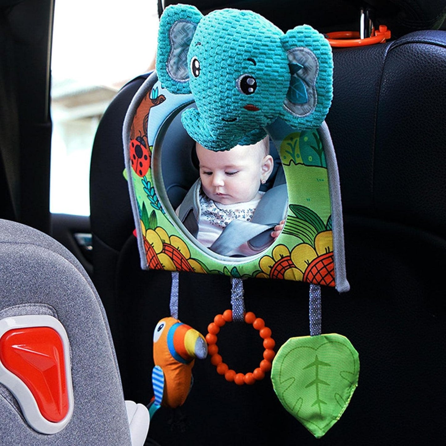 Miroir Voiture pour Bebe - SafeViewBabyMirror™ - Éléphant Bleu