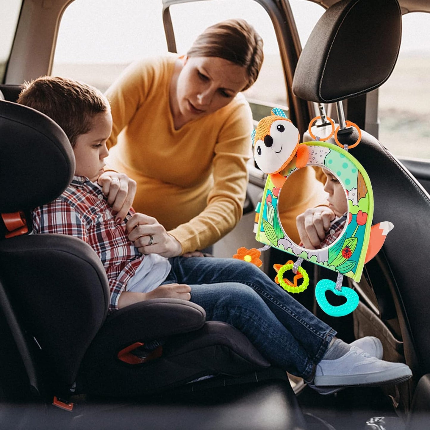 Miroir Voiture pour Bebe - SafeViewBabyMirror™ - Renard Orange