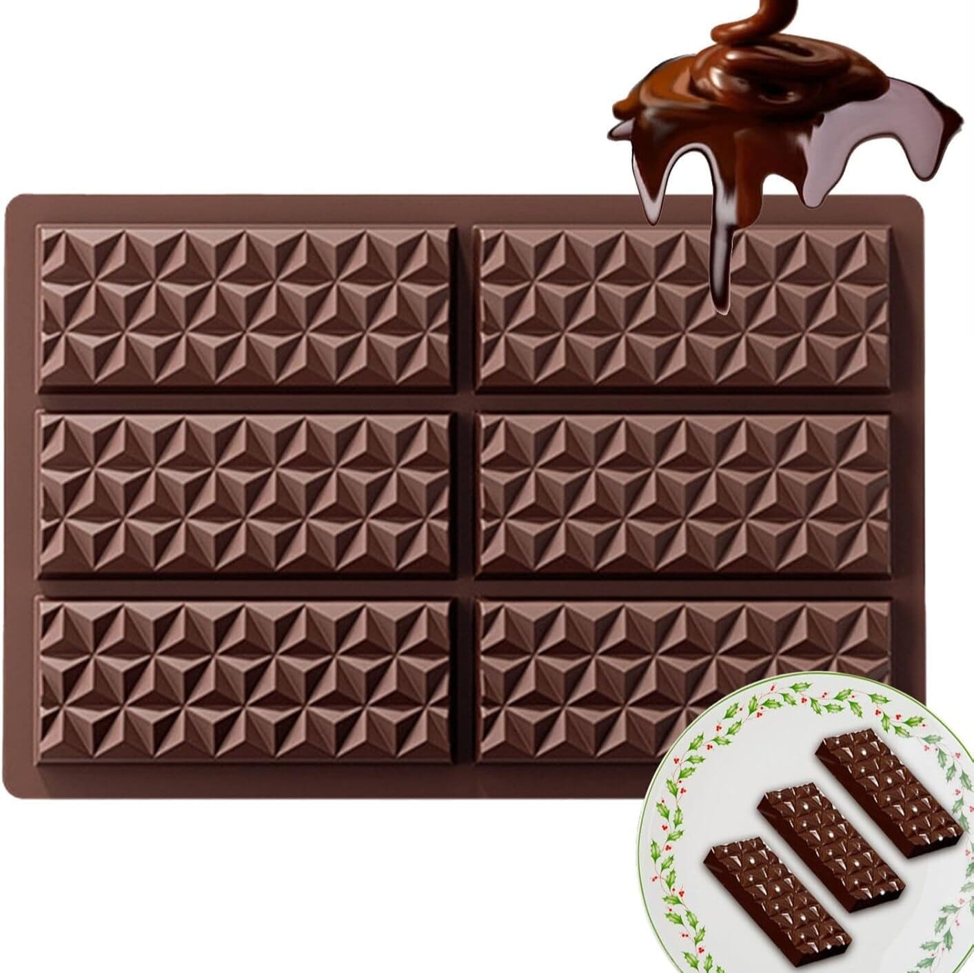 Moule Pour Tablette Chocolat - SiliconeChocolateBarMold™ - Marron