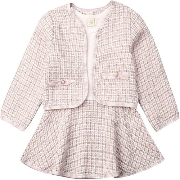 Ensemble Fille - PlaidElegance™ - Rose