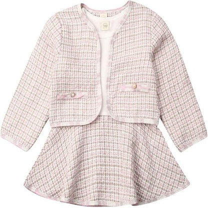 Ensemble Fille - PlaidElegance™ - Rose