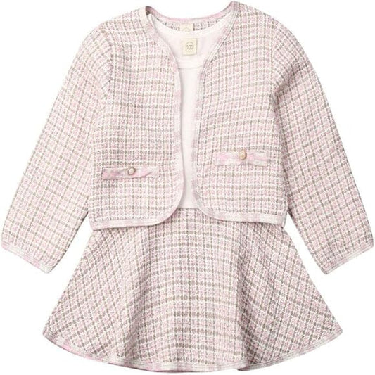 Ensemble Fille - PlaidElegance™ - Rose