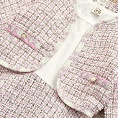 Ensemble Fille - PlaidElegance™ - Rose