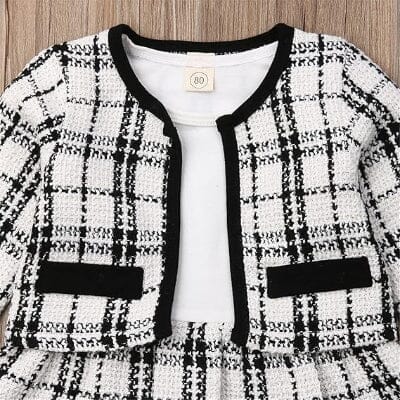 Ensemble Fille - PlaidElegance™ - Blanc