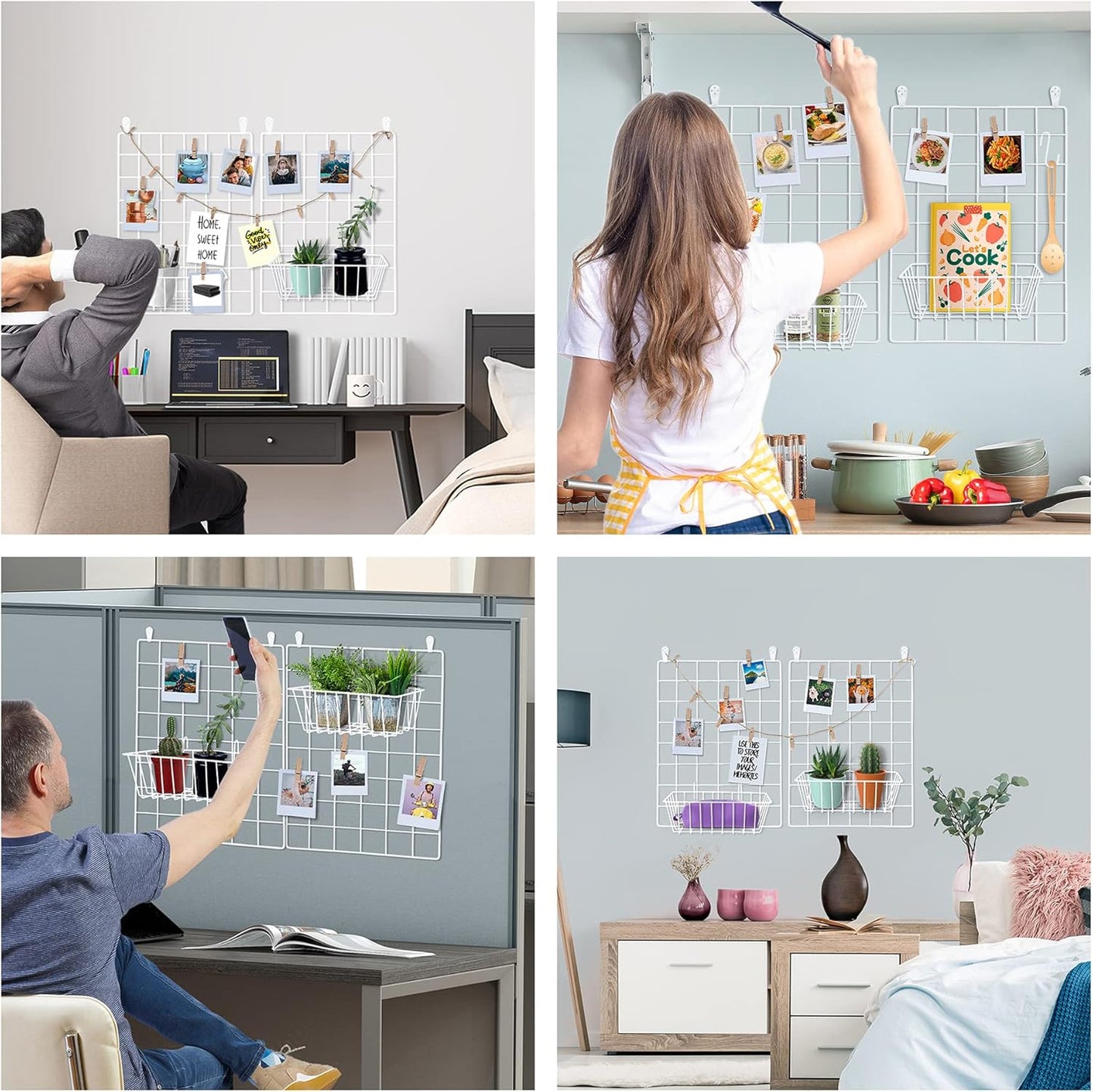 Rangement Mural - ClutterGrid™ - Panier Rectangle Blanc