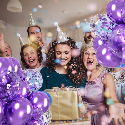 Ballon Anniversaire - GlitterBubbles™ - Mauve