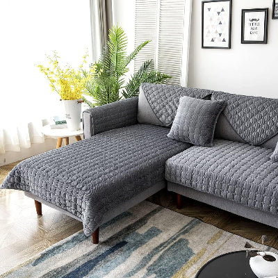 Housse de Canapé - PlushSofa™ - Gris Foncé