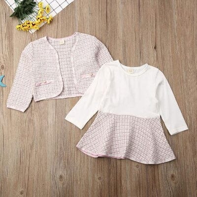 Ensemble Fille - PlaidElegance™ - Rose