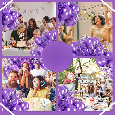 Ballon Anniversaire - GlitterBubbles™ - Mauve