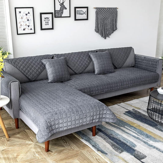 Housse de Canapé - PlushSofa™ - Gris Foncé