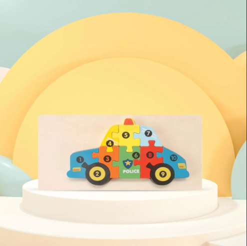 puzzle en bois - MacaronPuzzle™ - Voiture de Police