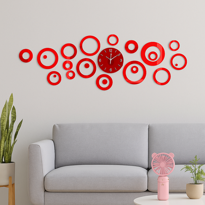 Horloge Murale Design - MirrorTime™ - Rouge