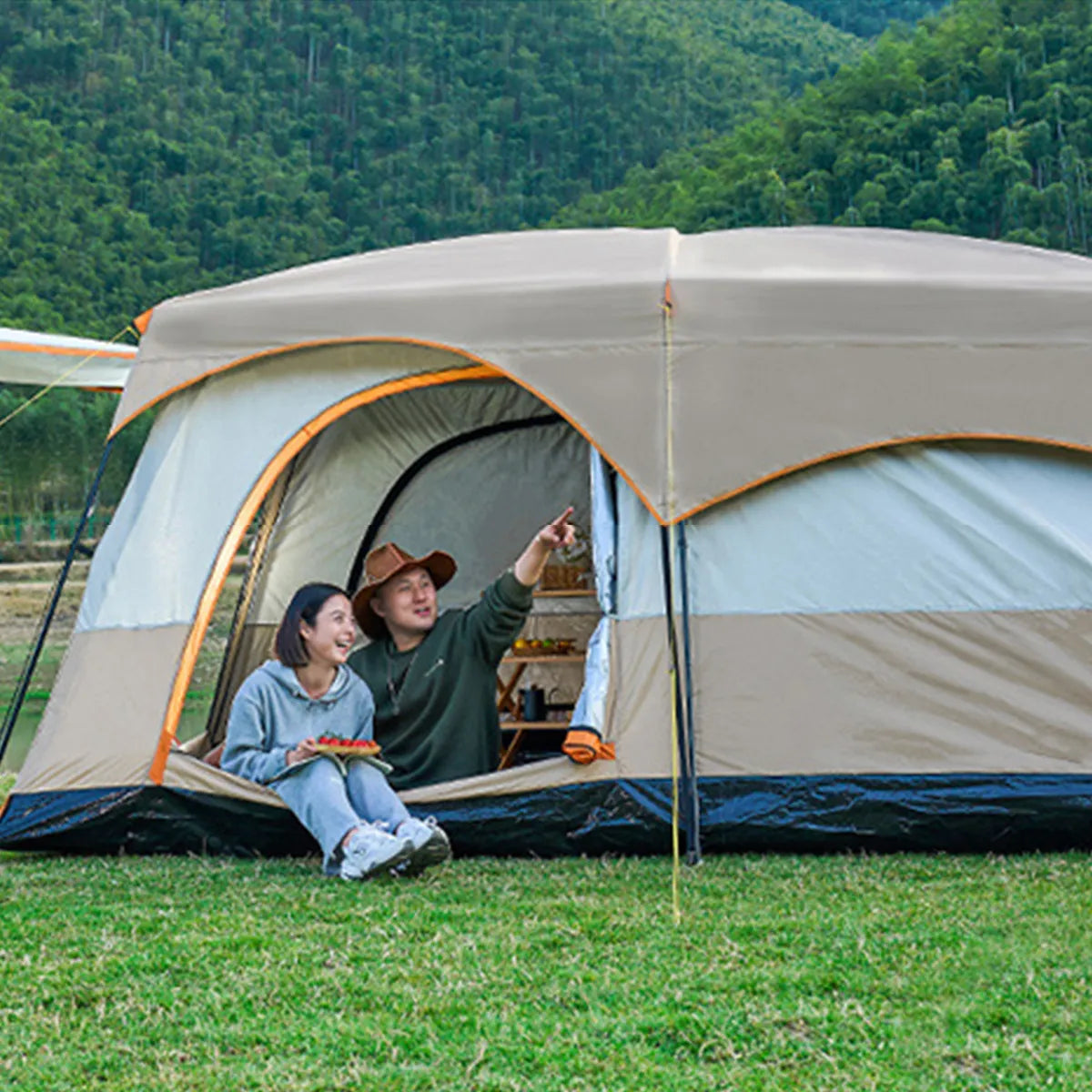 Tente de Camping - AllSeasonTent™ - Beige & Orange