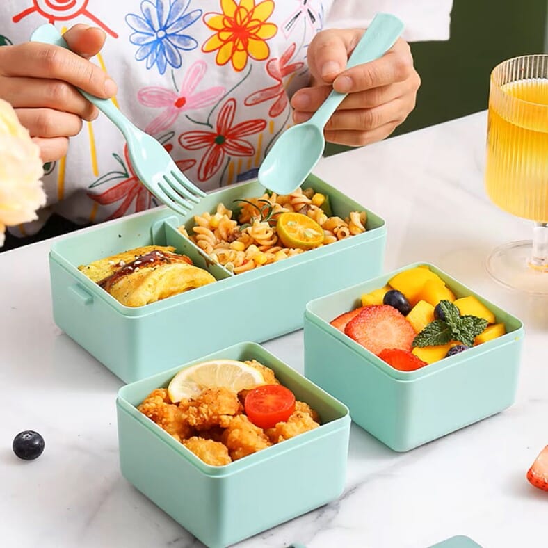 DoubleLayerPortableLunchBox™ - Vert