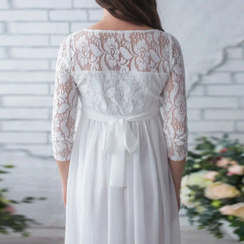 Robe en Dentelle - PregnantMotherDress™ - Blanc