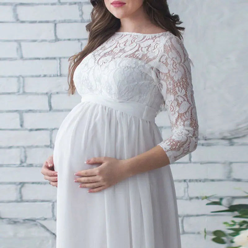 Robe en Dentelle - PregnantMotherDress™ - Blanc