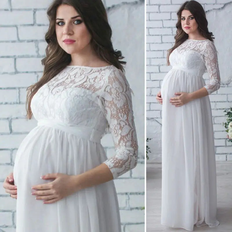 Robe en Dentelle - PregnantMotherDress™ - Blanc