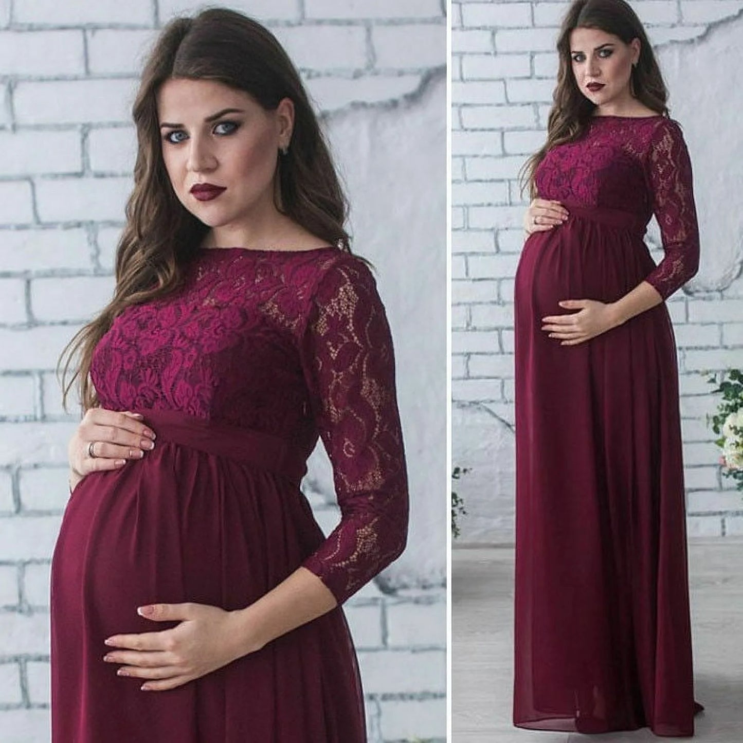 Robe en Dentelle - PregnantMotherDress™ - Vin Rouge