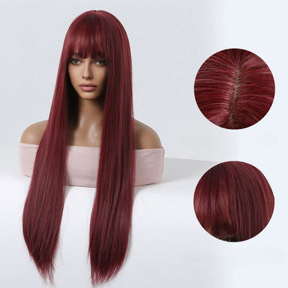 SyntheticHairWig™ - Rouge Vin