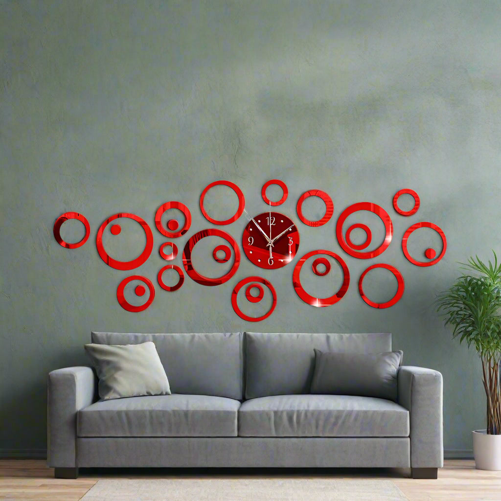 Horloge Murale Design - MirrorTime™ - Rouge