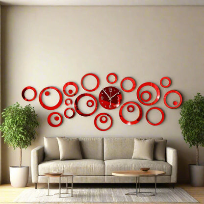 Horloge Murale Design - MirrorTime™ - Rouge