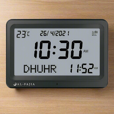 Horloge Adhan - AzanClock™ - Noir Ecran Blanc