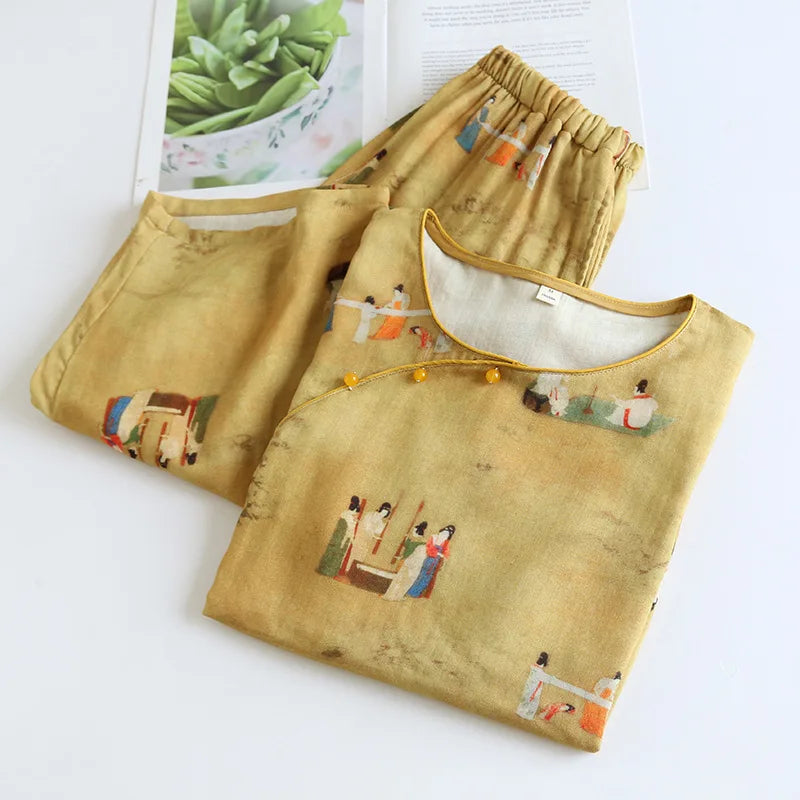 Pyjama Femme - CozyBambooPajama™ - Jaune Moutarde