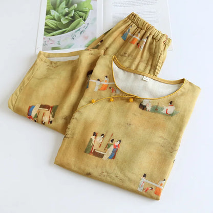 Pyjama Femme - CozyBambooPajama™ - Jaune Moutarde