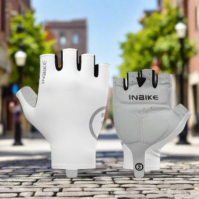 Gants vélo - CyclingGloves™ - Moitié Blanc