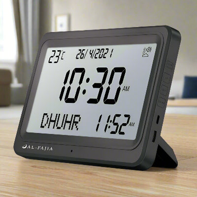 Horloge Adhan - AzanClock™ - Noir Ecran Blanc