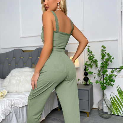 Pyjama Été Femme - LaceBreezeSet™ - Vert Clair