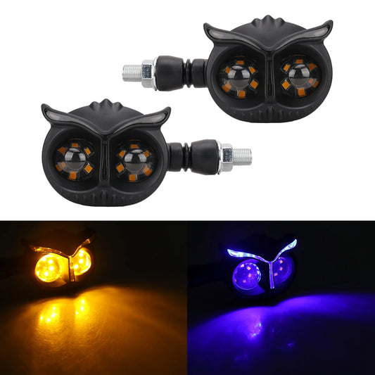 Clignotant moto led - OwlMotoLED™ - Jaune&Bleu