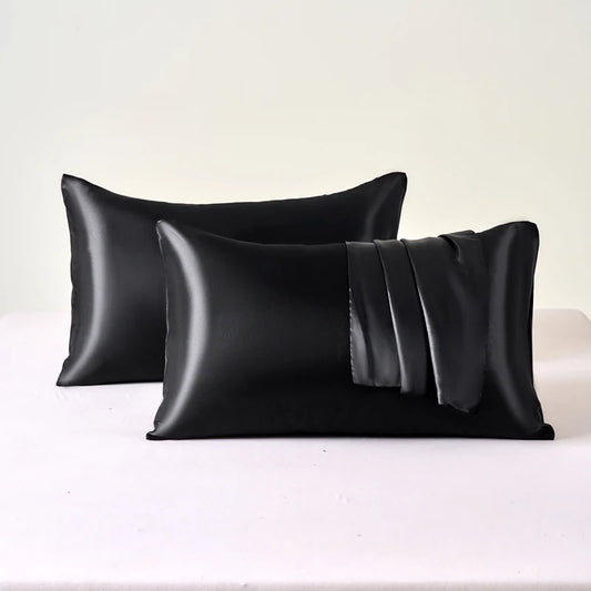Taie d'Oreiller en Satin - SatinDreamPillow™ - Noir