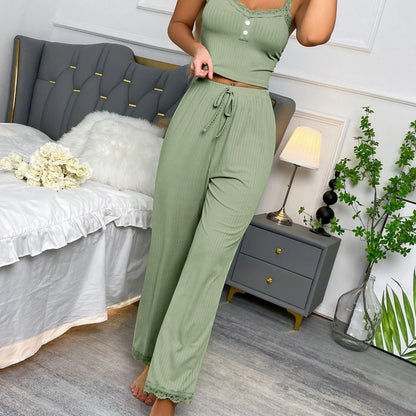 Pyjama Été Femme - LaceBreezeSet™ - Vert Clair