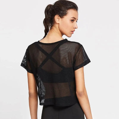 Haut de sport femme - WomenYogaShirt™ - Noir