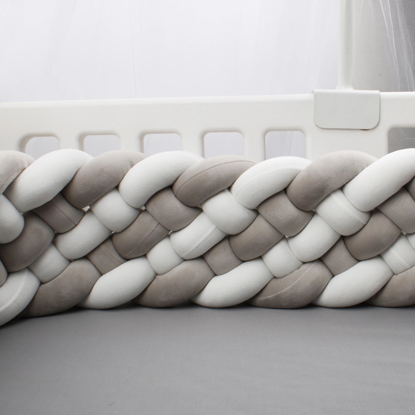 Tour de Lit Tressé - BraidedSafe™ - Gris & Blanc