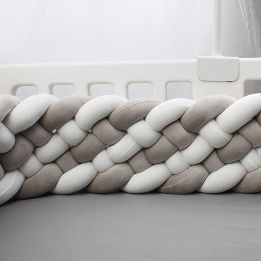 Tour de Lit Tressé - BraidedSafe™ - Gris & Blanc