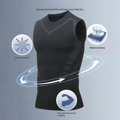 Haut de Compression - GymSleevelessShirt™ - Noir