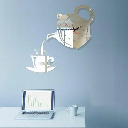 CupTeapotWallClock™- Argent
