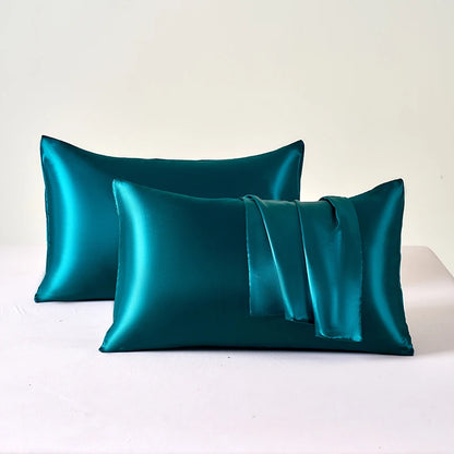Taie d'Oreiller en Satin - SatinDreamPillow™ - Bleu Vert