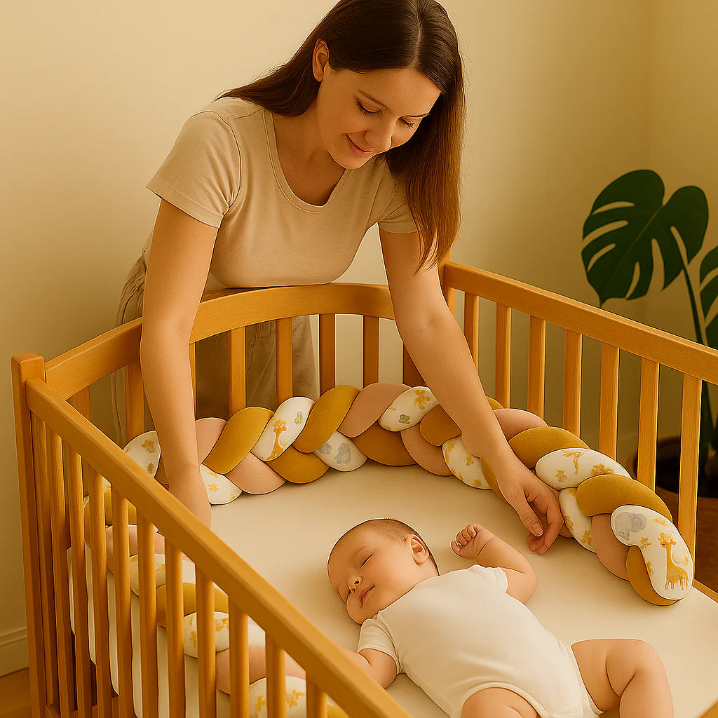 Tour de Lit Tressé - BraidBumper™ - Moutarde & Rose