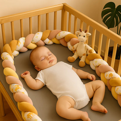 Tour de Lit Tressé - BraidBumper™ - Moutarde & Rose