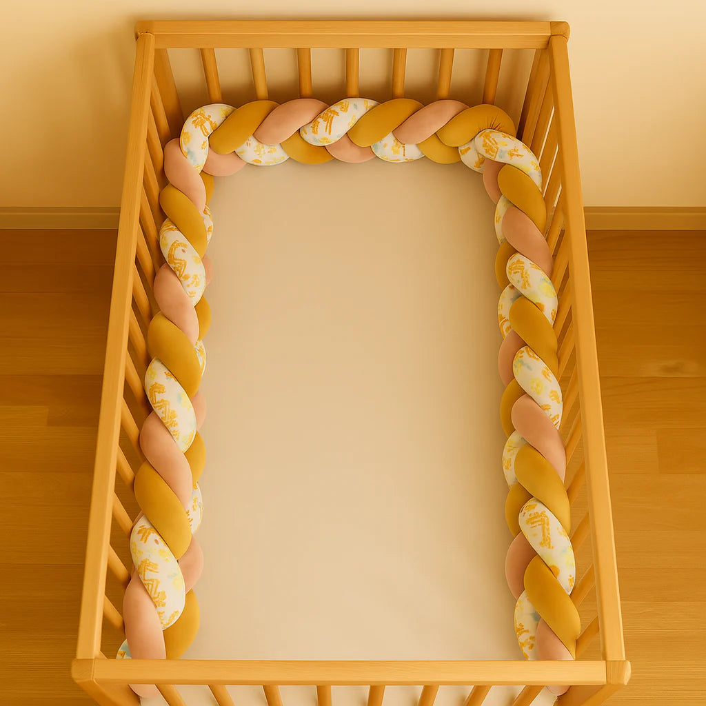 Tour de Lit Tressé - BraidBumper™ - Moutarde & Rose