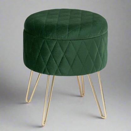 Tabouret Velours - VelvetRoundPuff™ - Vert Foncé